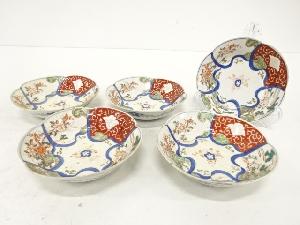 古伊万里　染付　赤絵　兎　なます皿　5客揃